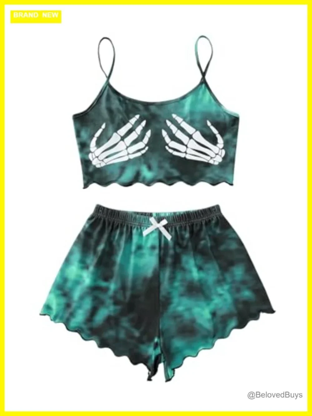 Women's Plus Size 2 Piece Goth Pajama Set Cami Shorts Sleepwear